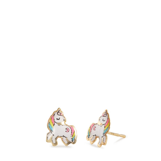 Pendientes Oro amarillo de 375/9K Pintado/lacado Unicornio