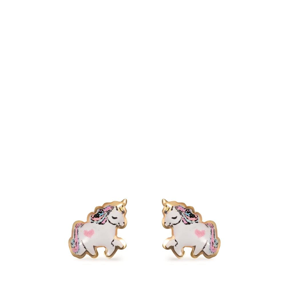 Pendientes Oro amarillo de 375/9K Pintado/lacado Unicornio