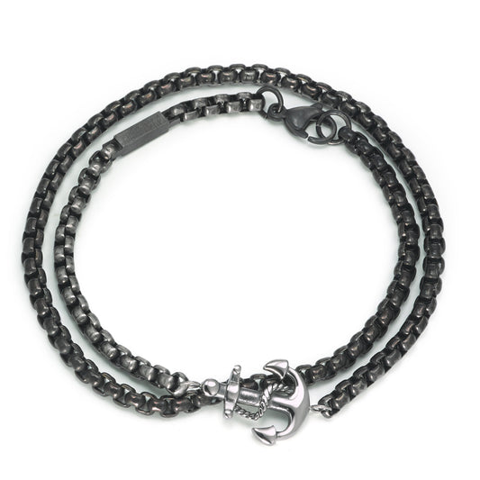 Pulsera Acero inoxidable Negro Recubierto de IP Ancla 21 cm Ø4 mm