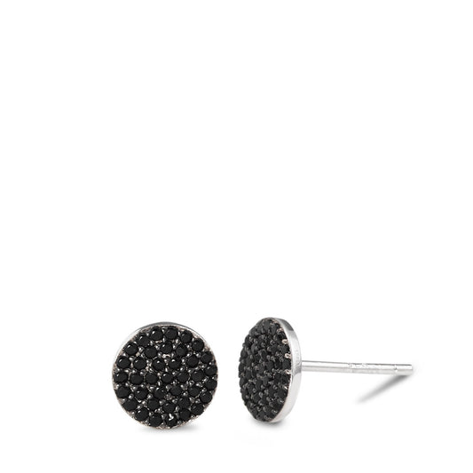 Pendientes Plata Circonita negro Rodio plateado Ø7.5 mm