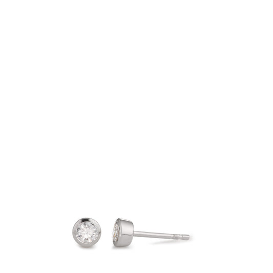 Pendientes Plata Circonita blanco, 2 piedras Rodio plateado Ø4.5 mm