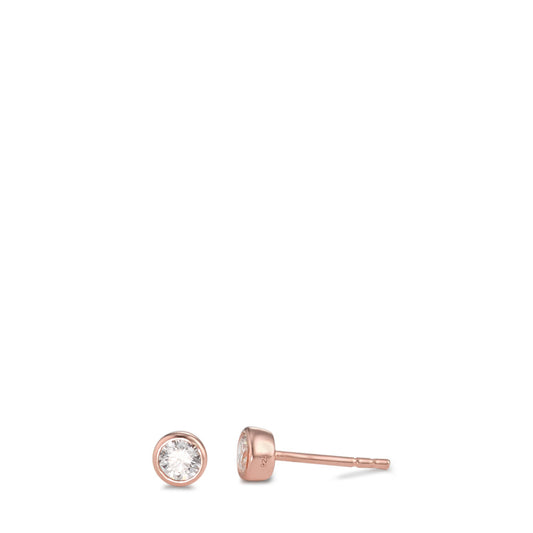 Pendientes Plata Circonita 2 piedras Rosa Dorado Ø4.5 mm