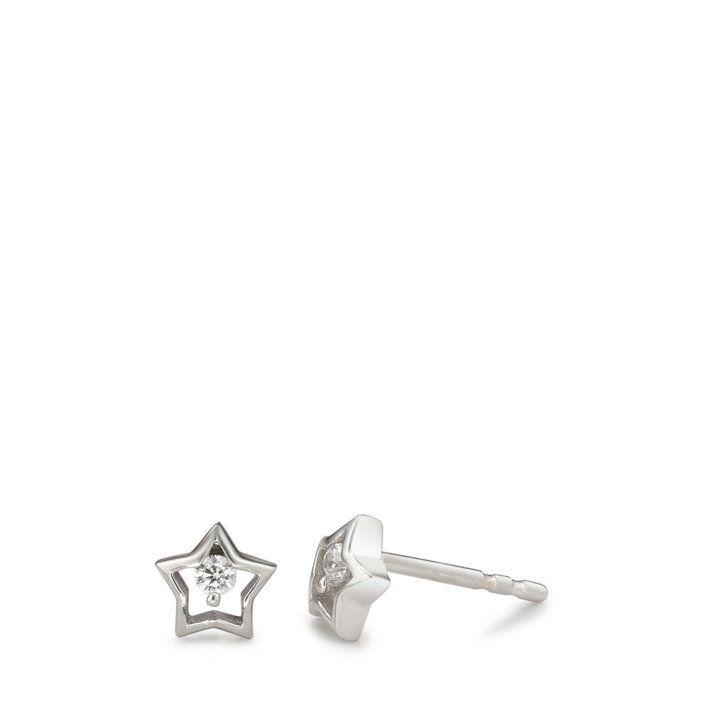 Pendientes Plata Circonita 2 piedras Rodio plateado estrella Ø5.5 mm