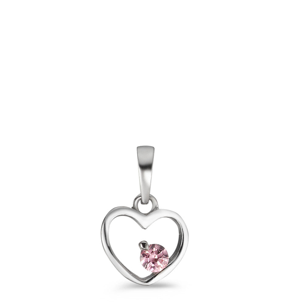 Colgante Plata Circonita rosa Rodio plateado Corazón Ø8 mm