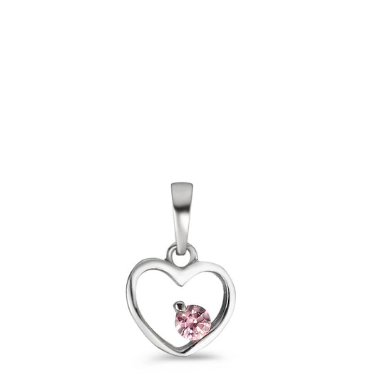 Colgante Plata Circonita rosa Rodio plateado Corazón Ø8 mm