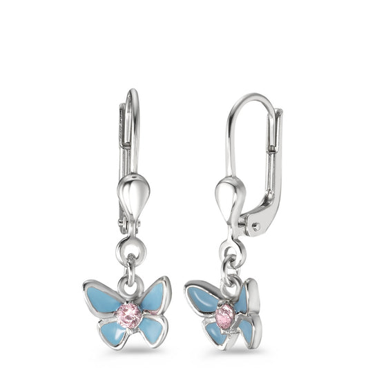 Pendientes Plata Circonita rosa Pintado/lacado Mariposa