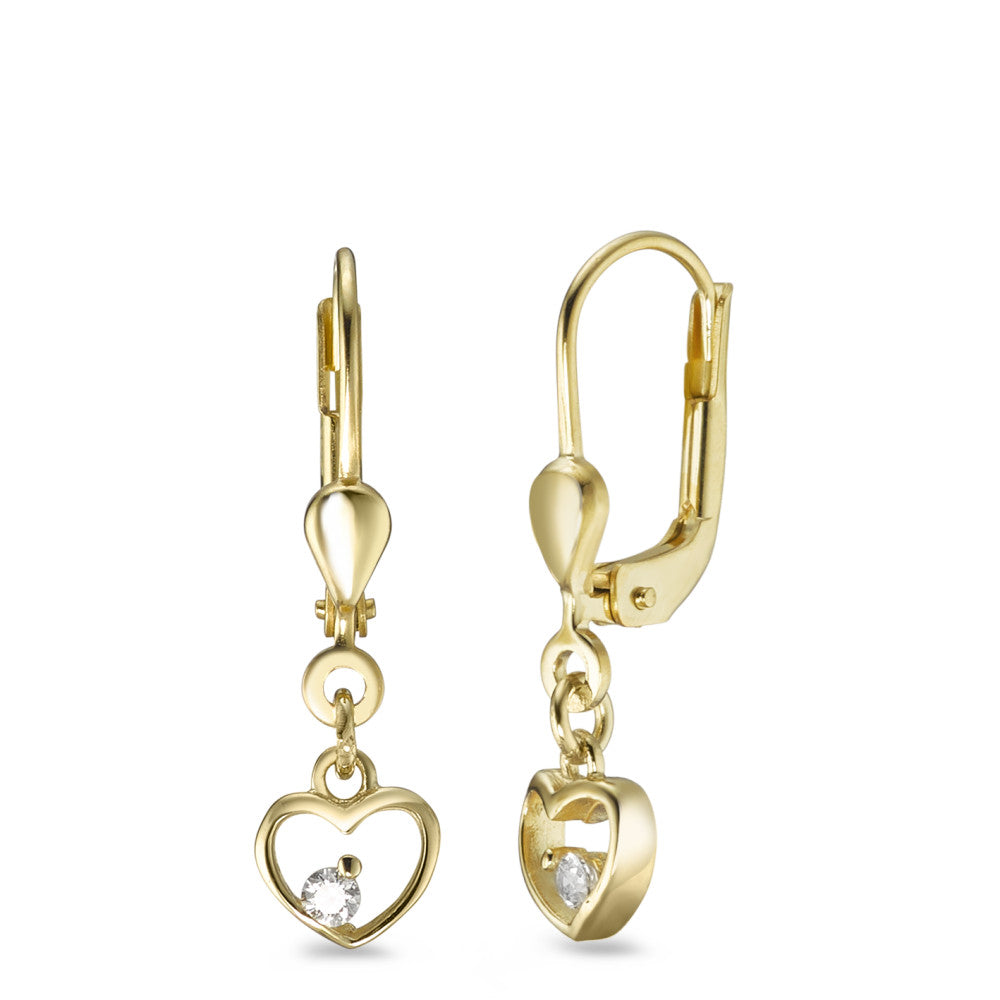 Pendientes Oro amarillo de 375/9K Circonita 2 piedras Corazón