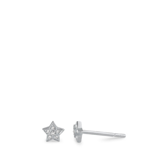 Pendientes Plata Circonita 12 piedras Rodio plateado estrella Ø5 mm