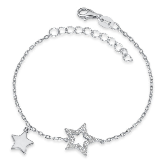 Pulsera Plata Circonita Rodio plateado estrella 16-19 cm