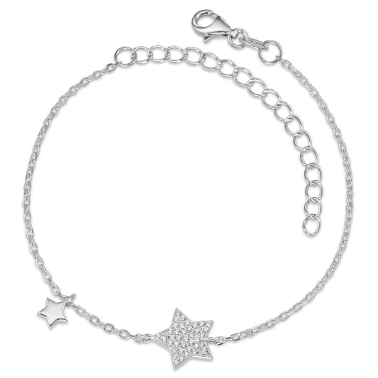 Pulsera Plata Circonita Rodio plateado estrella 16-19 cm