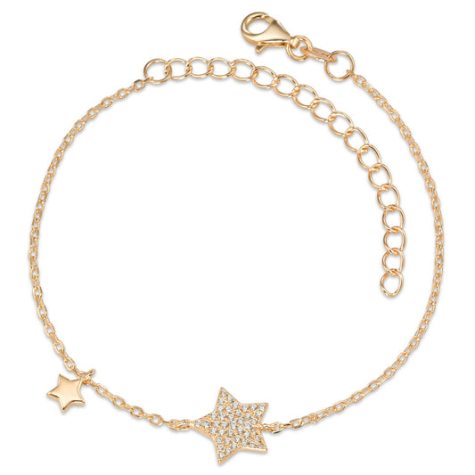 Pulsera Plata Circonita Amarillo Dorado estrella 16-19 cm