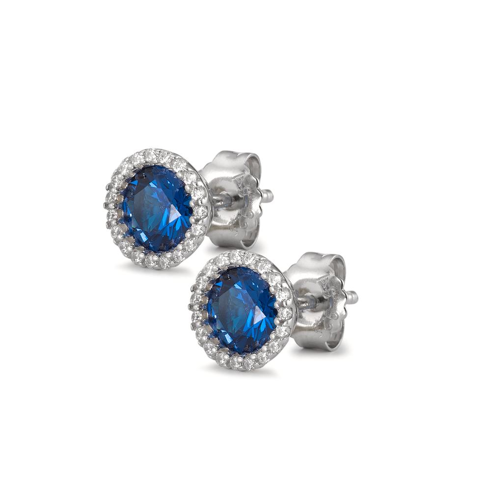 Pendientes Plata Circonita azul Rodio plateado Ø8.5 mm