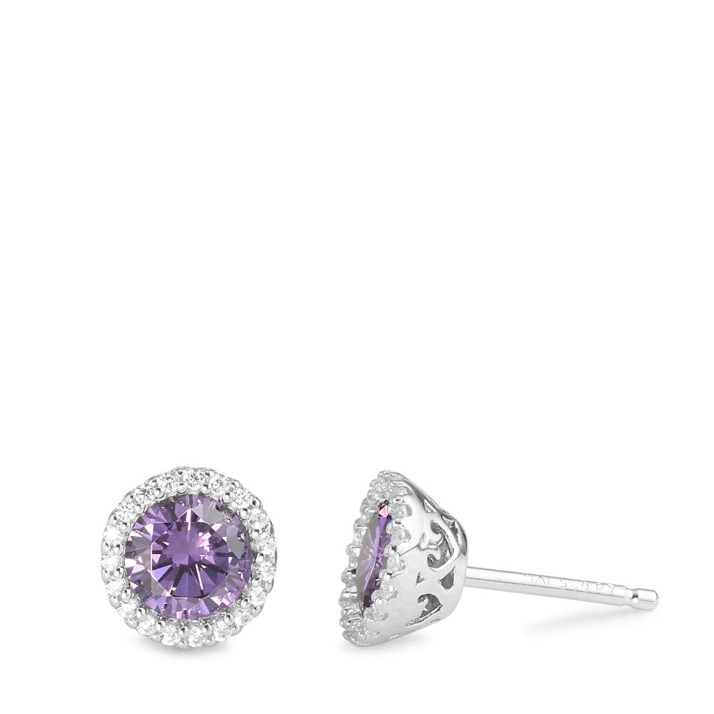 Pendientes Plata Circonita Violeta Rodio plateado Ø8.5 mm