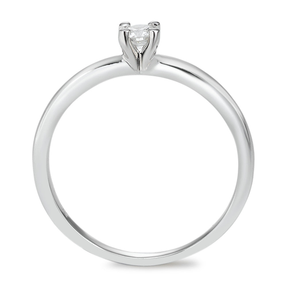 Anillo solitario 750/oro blanco de 18 quilates Diamante blanco, 0.10 ct, [Brillant], w-si