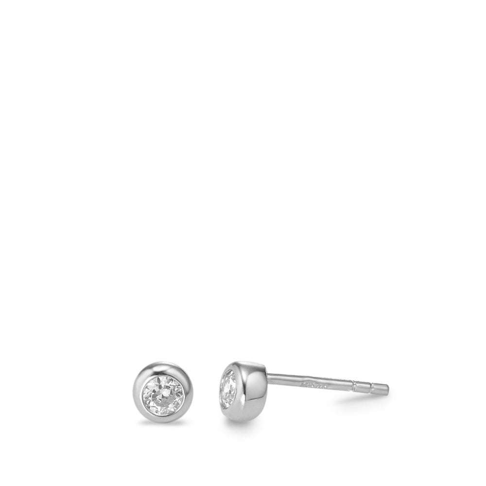 Pendientes Oro blanco de 375/9 quilates Circonita 2 piedras Ø4.5 mm