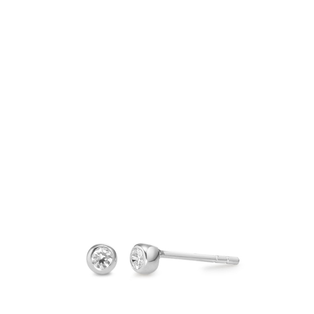 Pendientes Oro blanco de 375/9 quilates Circonita 2 piedras Ø3.5 mm