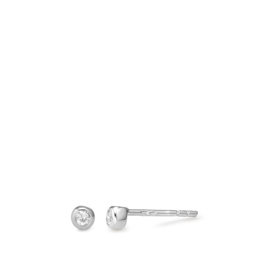 Pendientes Oro blanco de 375/9 quilates Circonita 2 piedras Ø3.3 mm