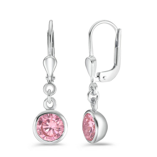 Pendientes Plata Circonita rosa, 2 piedras Rodio plateado Ø7.5 mm