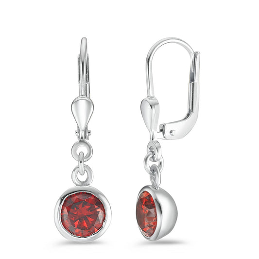 Pendientes Plata Circonita rojo, 2 piedras Rodio plateado Ø7.5 mm