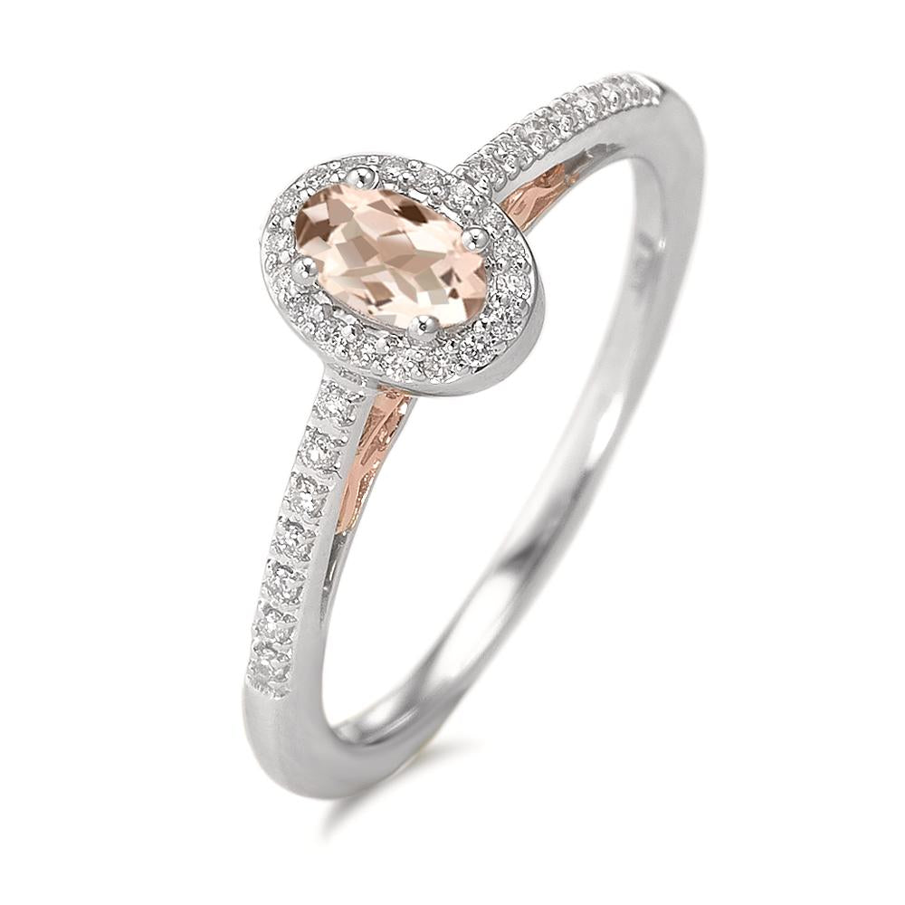 Anillo de dedo Oro blanco de 375/9 quilates Diamante 0.09 ct, w-pi3, Morganita champán