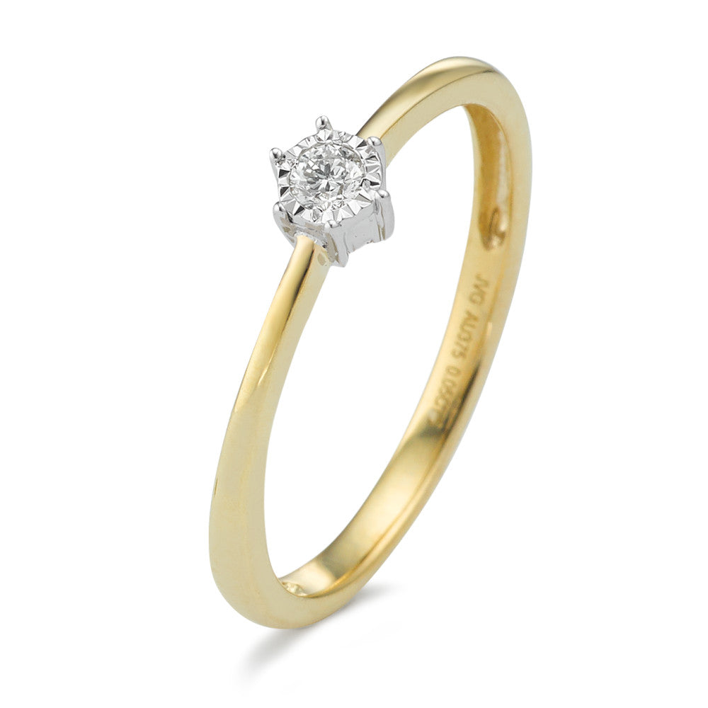 Anillo solitario Oro amarillo de 375/9K Diamante 0.05 ct, w-si Bicolor