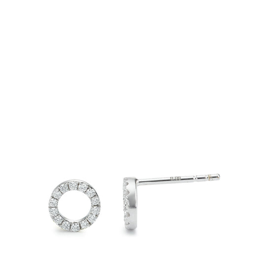 Pendientes 750/oro blanco de 18 quilates Diamante 0.12 ct, 28 piedras, w-si Ø6 mm