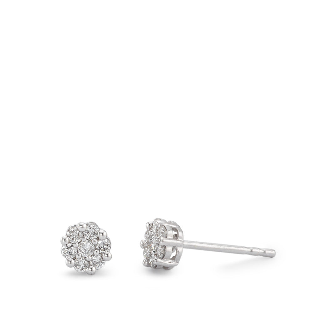 Pendientes 750/oro blanco de 18 quilates Diamante 0.15 ct, 14 piedras, w-si Ø4 mm