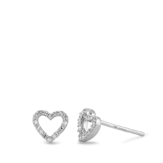 Pendientes 750/oro blanco de 18 quilates Diamante 0.09 ct, 32 piedras, w-si Corazón