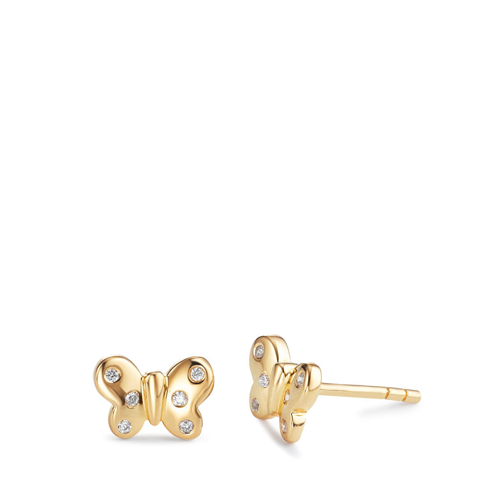 Pendientes 750/oro amarillo de 18 quilates Circonita 12 piedras Mariposa