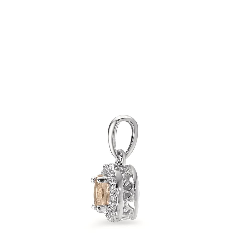 Colgante Oro blanco de 375/9 quilates Morganita champán, 0.33 ct, [rund], Diamante blanco, 0.06 ct, 18 piedras, w-pi3 Ø6.5 mm