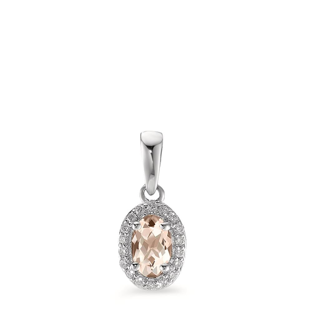 Colgante Oro blanco de 375/9 quilates Morganita champán, 0.36 ct, [oval], Diamante blanco, 0.06 ct, 18 piedras, w-pi3