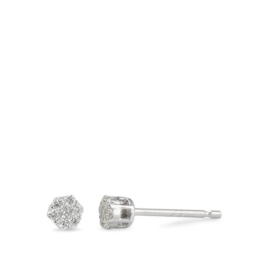 Pendientes Oro blanco de 375/9 quilates Diamante 0.15 ct, 14 piedras, w-pi3 Ø3.5 mm