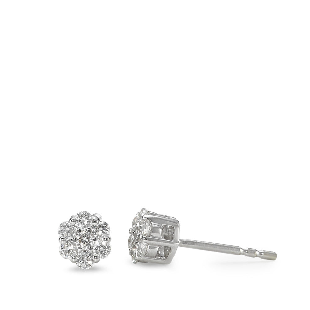 Pendientes 750/oro blanco de 18 quilates Diamante 0.25 ct, 14 piedras, w-si Ø4.8 mm