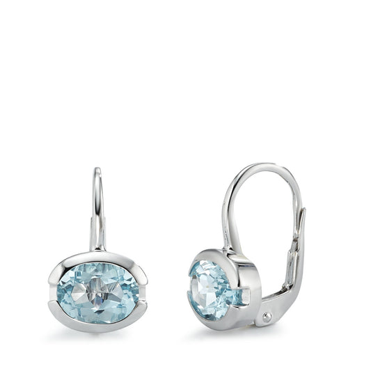 Pendientes 750/oro blanco de 18 quilates Topacio azul, 2 piedras