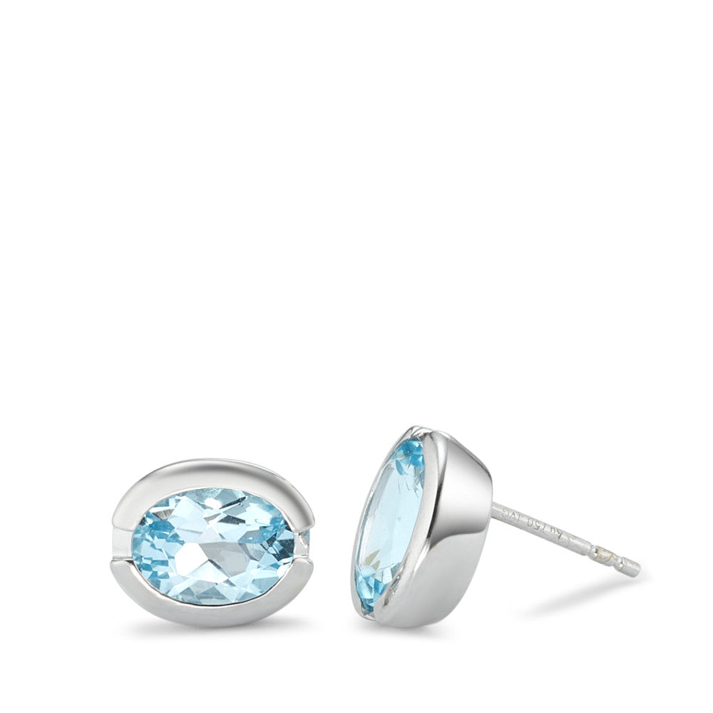 Pendientes 750/oro blanco de 18 quilates Topacio azul, 2 piedras