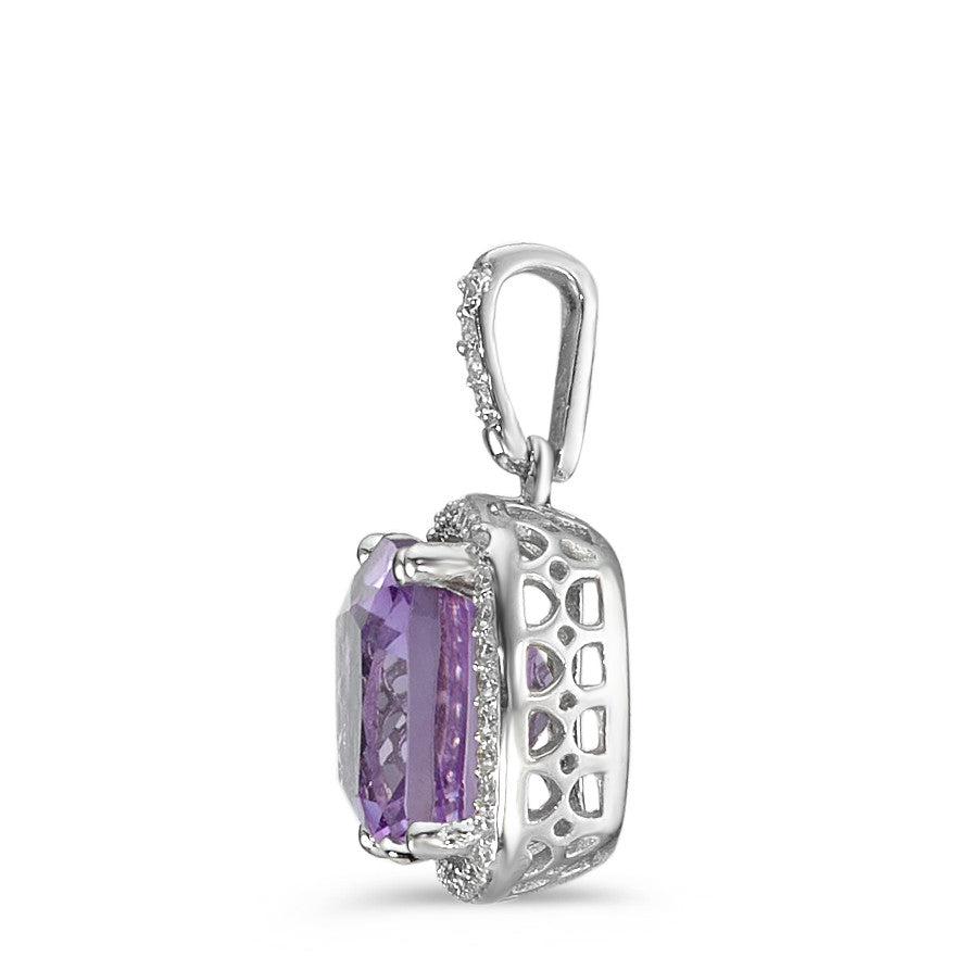 Colgante 750/oro blanco de 18 quilates Amatista Violeta, Diamante blanco, 0.12 ct, 40 piedras, w-pi3 Ø11 mm