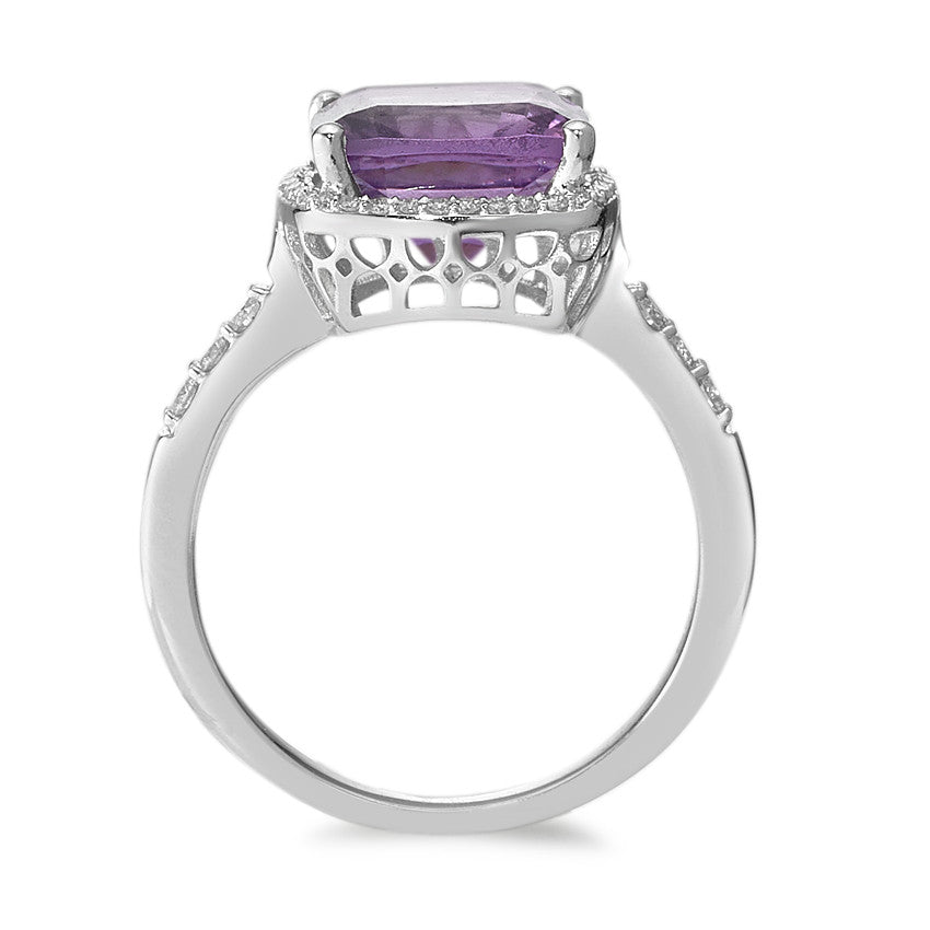 Anillo de dedo 750/oro blanco de 18 quilates Amatista Violeta, Diamante blanco, 0.20 ct, 42 piedras, w-pi3 Ø11 mm