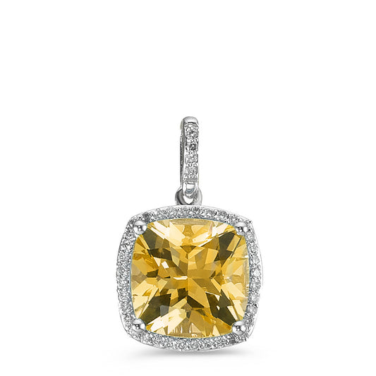 Colgante 750/oro blanco de 18 quilates Citrino dorado, Diamante blanco, 0.12 ct, 40 piedras, w-pi3 Ø11 mm