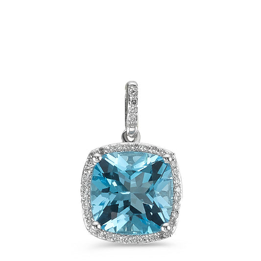 Colgante 750/oro blanco de 18 quilates Topacio Azul claro, Diamante blanco, 0.12 ct, 40 piedras, w-pi3 Ø11 mm