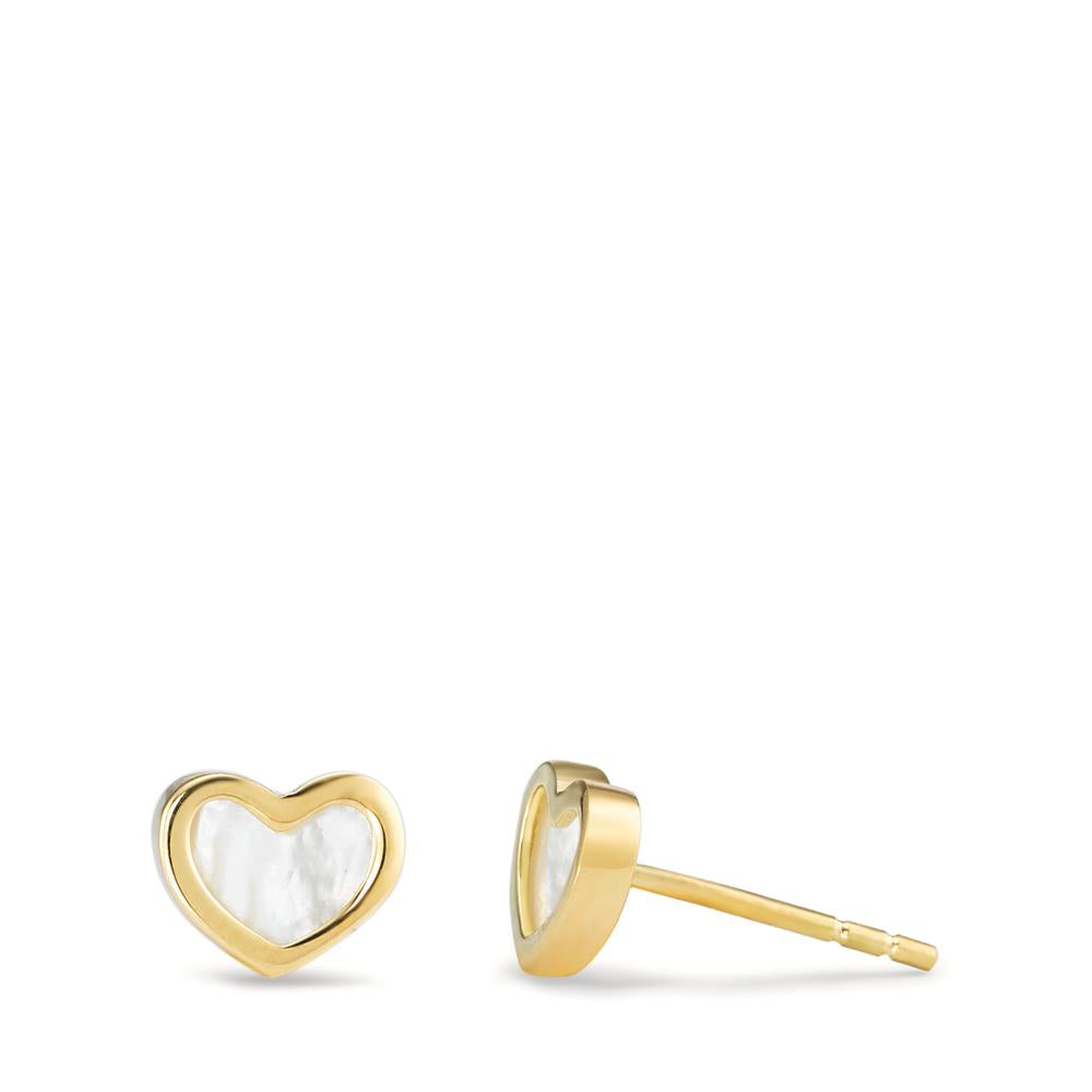 Pendientes 750/oro amarillo de 18 quilates Madre perla Corazón Ø6.5 mm