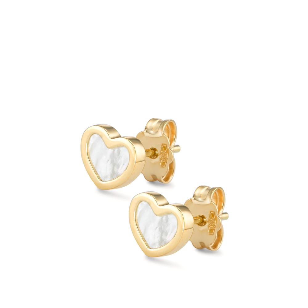 Pendientes 750/oro amarillo de 18 quilates Madre perla Corazón Ø6.5 mm