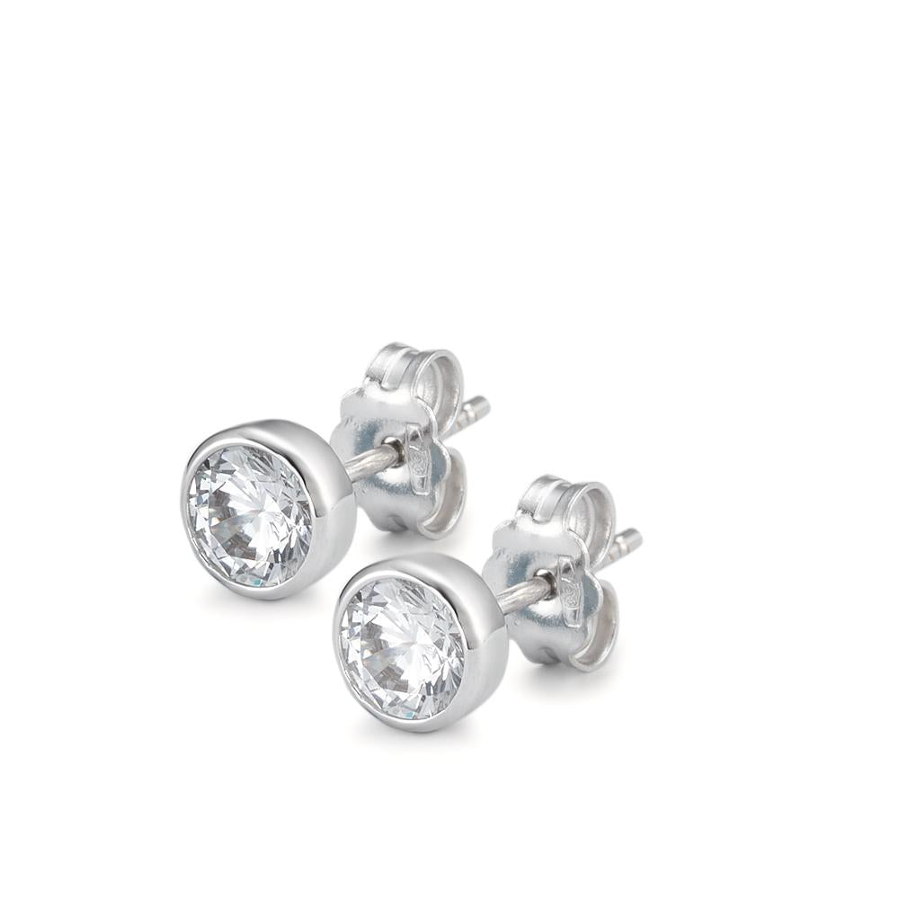 Pendientes 750/oro blanco de 18 quilates Circonita 2 piedras Ø5.5 mm