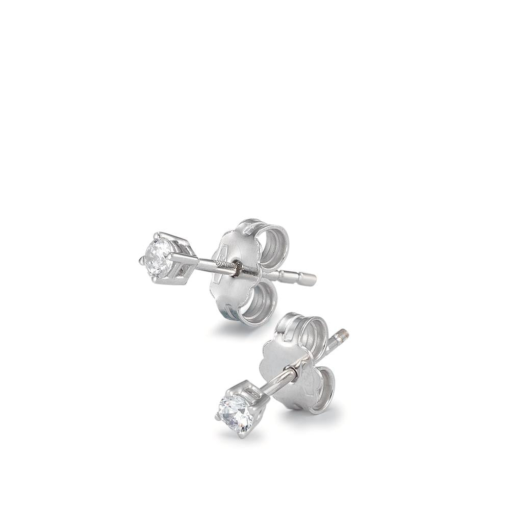 Pendientes 750/oro blanco de 18 quilates Circonita 2 piedras Ø2.5 mm