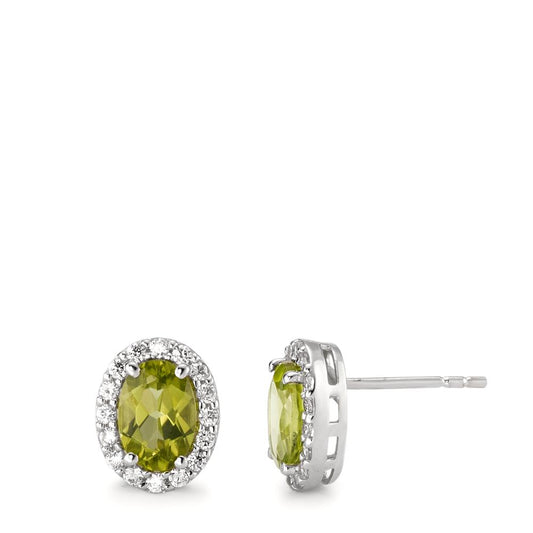 Pendientes 750/oro blanco de 18 quilates Peridoto, Circonita blanco