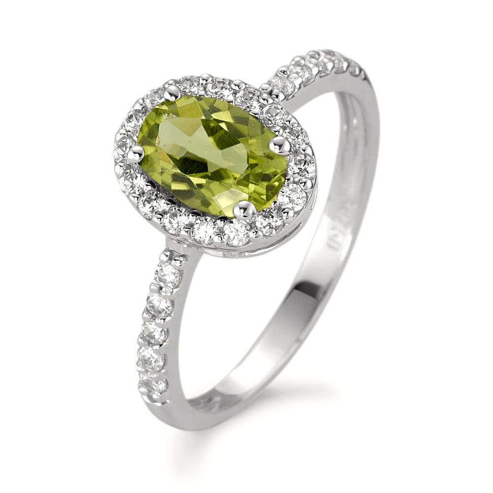 Anillo de dedo 750/oro blanco de 18 quilates Peridoto, Circonita blanco Ø10 mm