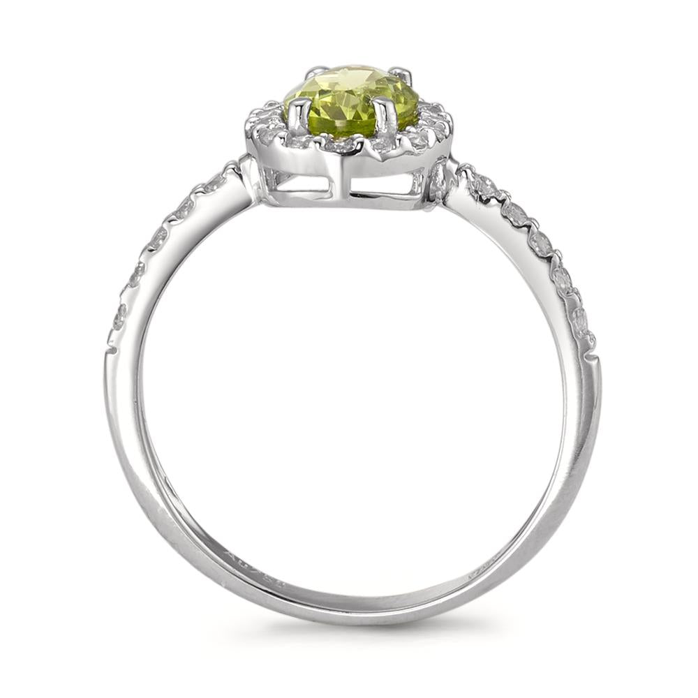 Anillo de dedo 750/oro blanco de 18 quilates Peridoto, Circonita blanco Ø10 mm