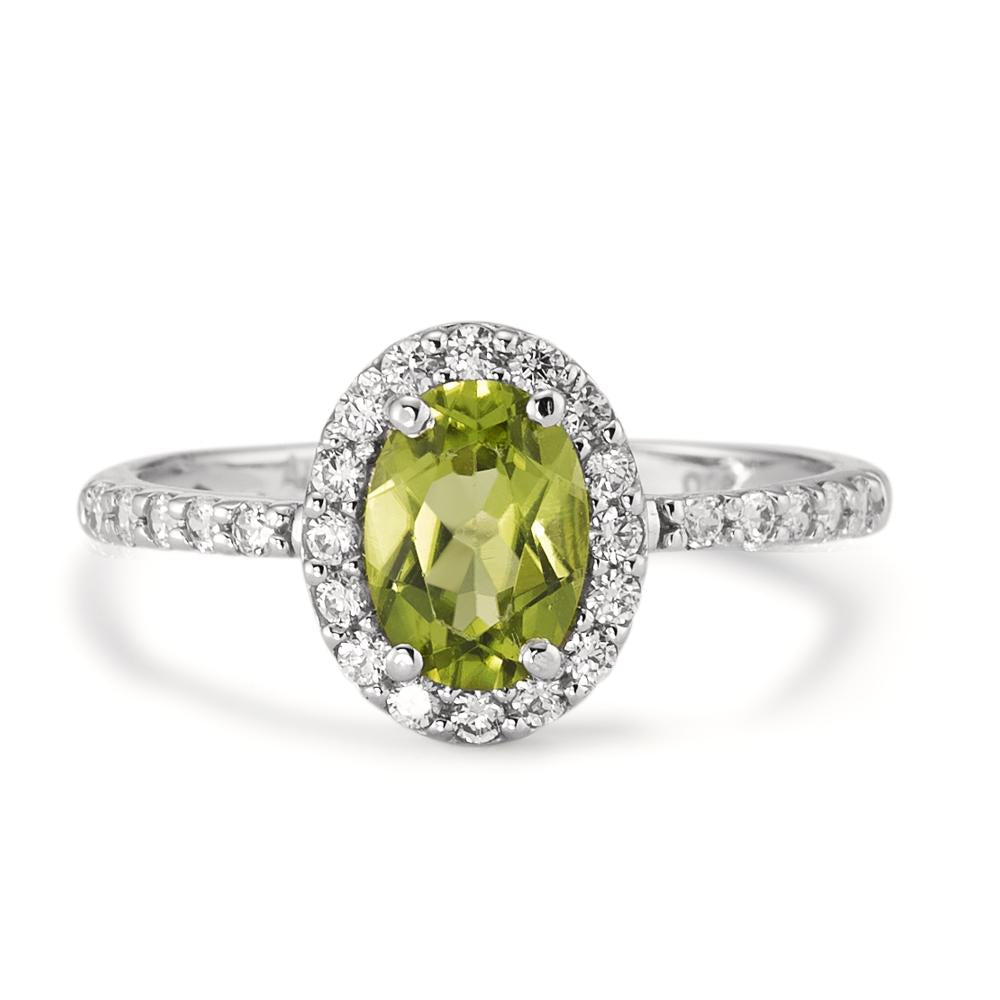 Anillo de dedo 750/oro blanco de 18 quilates Peridoto, Circonita blanco Ø10 mm