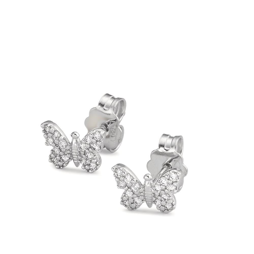 Pendientes 750/oro blanco de 18 quilates Circonita Mariposa Ø6 mm