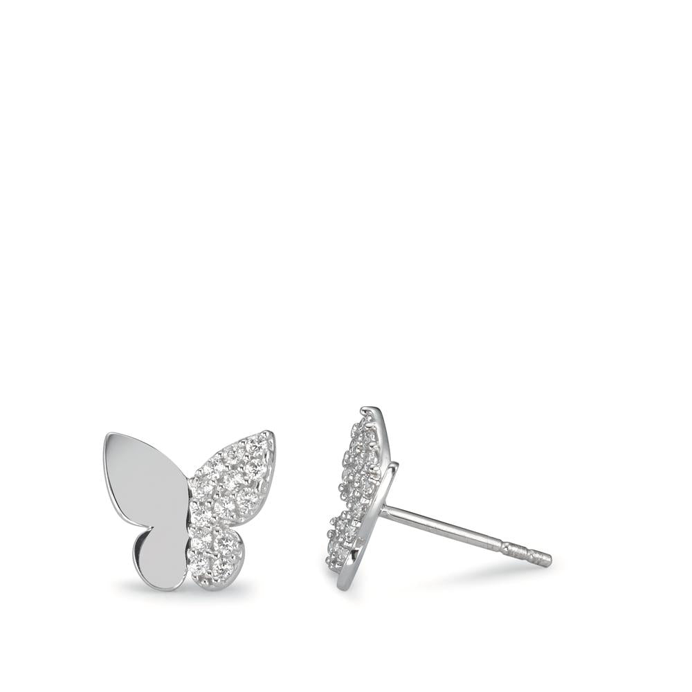 Pendientes 750/oro blanco de 18 quilates Circonita Mariposa Ø9 mm