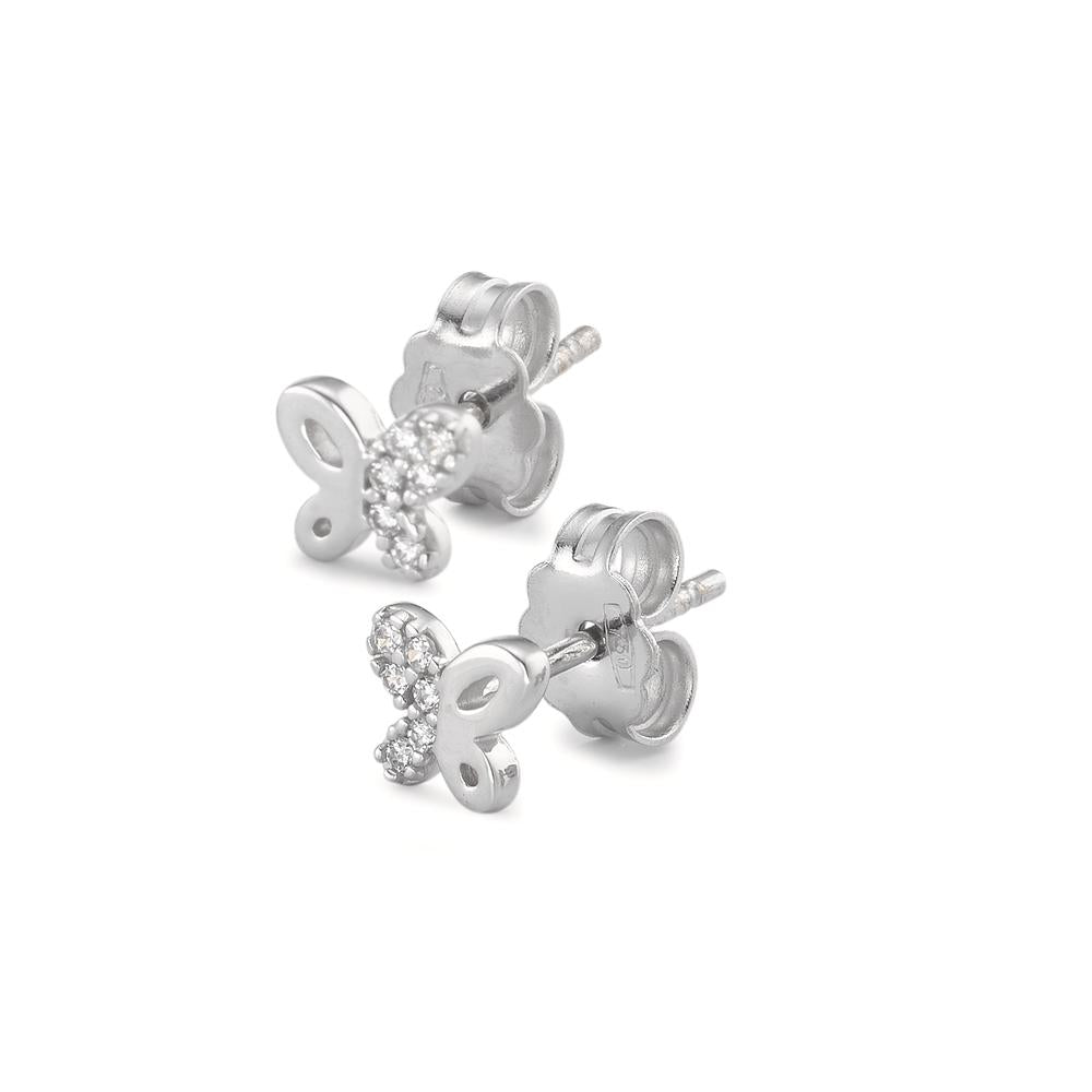 Pendientes 750/oro blanco de 18 quilates Circonita 12 piedras Mariposa Ø5 mm